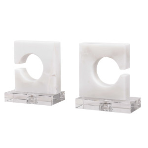 uttermost Clarin Bookends crystal white marble modern pair