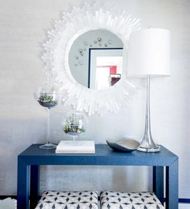 nate ricketts selenite quartz crystal white starburst sunburst wall mirror round decorative