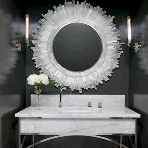 nate ricketts selenite quartz crystal white starburst sunburst wall mirror zen