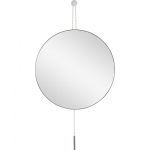 renwil coster round satin nickel round mirror silver chain hanging wall MT2391