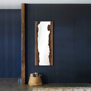 renwil connix tall live edge wood rustic style wall mirror modern