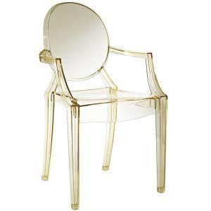 clear acrylic ghost chair in yellow gold modern stackable