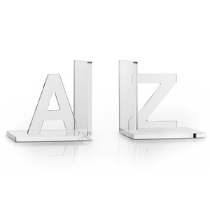 vandue Vandue OnDisplay Luxe Crystal clear lucite modern Acrylic Bookends A to Z