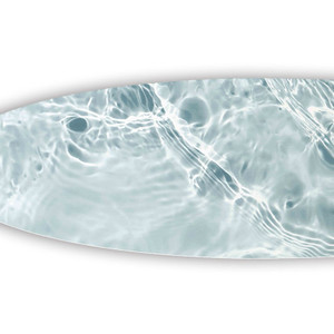 oliver gal Calming Waves Clear Surfboard light blue acrylic wall hanging teen art decor