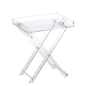 Clear Foldable Tray Top Table lucite acrylic transparent game breakfast tv folding