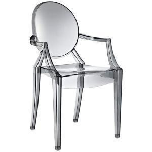 clear acrylic ghost chair grey gray modern stark stackable