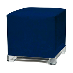 Square Ultra Suede Ottoman/Stool with Lucite Base