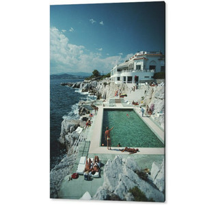 "Eden-roc Pool Acrylic Print" by Slim Aarons mid century modern 1950's photography pool cliff water sea lucite plexiglass