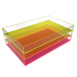 Electric Neon Luxe Clear Acrylic Stackable Cosmetic/Jewelry Tray bright color lucite