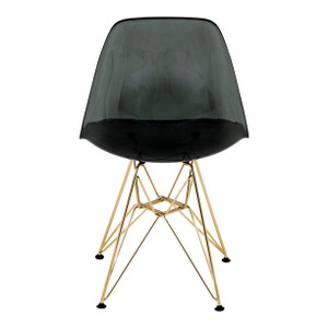 LeisureMod Cresco Modern Molded Eiffel Base Dining Side Chair-gold-Transparent Black