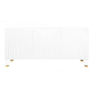 Safavieh Couture Saturn Wave Acrylic Sideboard white lacquer storage deco retro storage cabinet