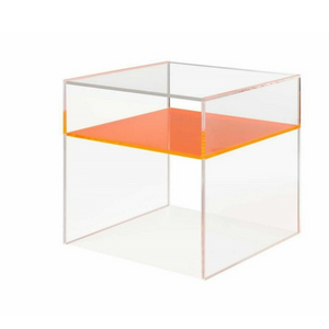 Lucite Storage Table with Neon Color Shelf