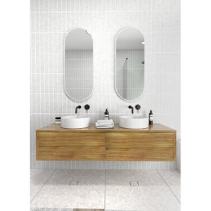 Pill+Shape+Modern Contemporary+Vanity+Mirror white racetrack