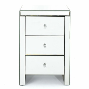 Mirrored 3 Drawer Nightstand with Chrome Knobs (44531