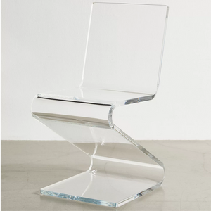 clear acrylic lucite z shape chair iconic plastic transparent modern desk chair