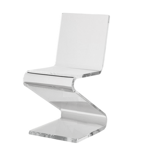 clear acrylic lucite z shape chair iconic plastic transparent modern desk chair