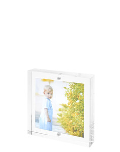 tara wilson thick lucite acrylic clear block picture frame tabletop desk top modern 2 sided floating