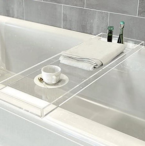 clear acrylic modern bath tub caddy wine rest holder bathroom