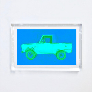 Kids Lucite Blue & Green Trucks Art, Set of 4