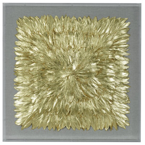 gold feathers metallic modern art clear acrylic lucite shadow box large