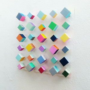 Bright Color Wood Blocks on Lucite Wall Art