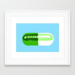 Chill Pill Blue Color Print in White Frame and Acrylic