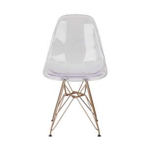 Clear Acrylic Side Chair with Dark Gold Eiffel Base (flash FH-130-CPC1-GG)