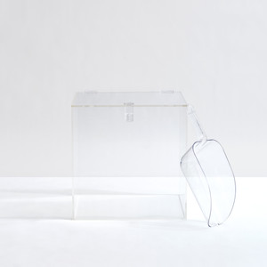 Large Clear Storage Bin with Clasp and Scoop