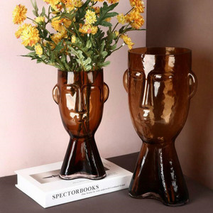 modern Amber and Smoke Grey Face Glass Vase