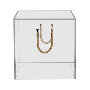 Lucite Square Side Table with Rope Handles