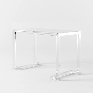 Ming Clear Lucite Writing Desk with Glass Top