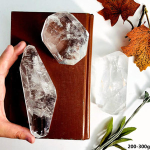 Clear Polished Crystal Quartz Chiseled Stone modern zen calming tabletop accessory desk diamond