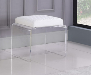 clear acrylic modern waterfall make up vanity stool faux leather chintaly imports ciara
