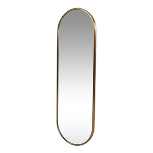 Modern Pill Shape Oval Gold Wall Mirror