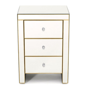 Mirrored 3 Drawer Nightstand with Gold Detail (298213)