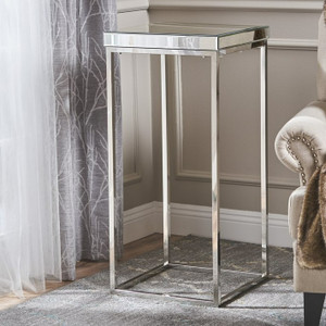 Mirror Top Pedestal with Silver Base plant stand