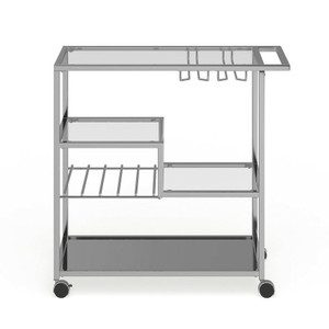 Chrome Multi Level Bar Cart with Glass Shelves
