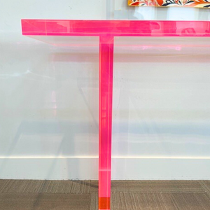 Color Edge Thick Clear Lucite Console Table