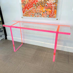 Color Edge Thick Clear Lucite Console Table