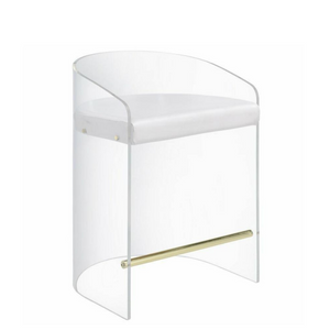 Modern Lucite Barrel Back Counter Stool with White Seat & Pillow