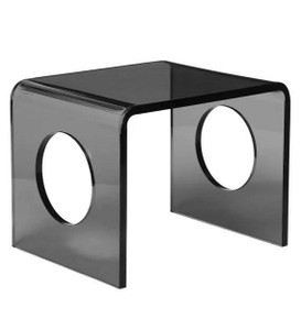 Smoke Grey Acrylic Waterfall Side Table with Circles