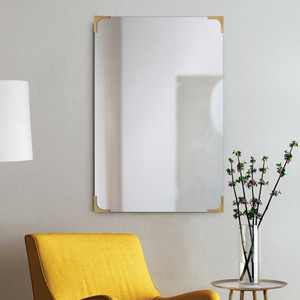 brass gold metal corners modern minimal wall mirror vanity bathroom