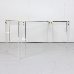 Clear Acrylic Writing Desk with Metal Bolts & Glass Top