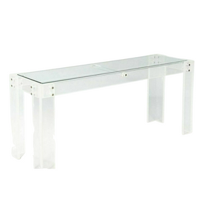 Frosted 3/4" Lucite Console Table with Glass Top