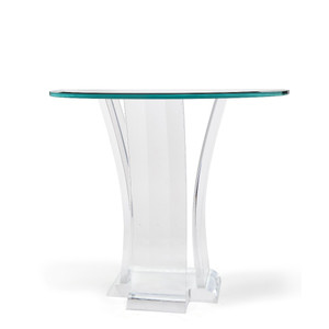 Thick Lucite Art Nuevo Style Console Table with Glass Top