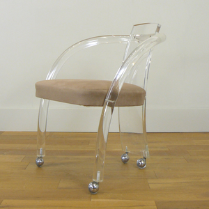 Retro Lucite Game Chair on Wheels
