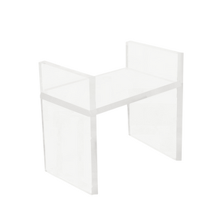 - 1" Thick Clear Lucite Stool with Clear Arms
