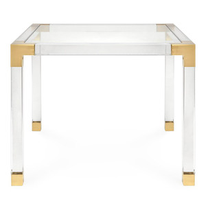 Clear Acrylic Game Table with Brass Metal Corners