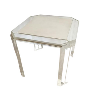 Modern Lucite Square Game Table with Formica Inset Top