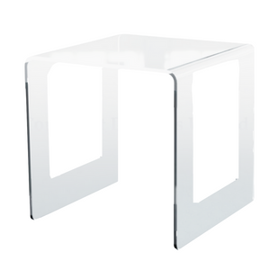 Clear Lucite Waterfall Side Table with Square Cut Out